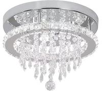 Moderna K9 Crystal Chandelier 3 Luces LED Acero Inoxidable Lámpara Colgante Empotrada Accesorios de Luz para Comedor Baño Dormitorio Sala de Estar (Blanco Frío)