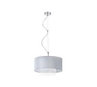 Moderna Lámpara Colgante Blanca De Tela Y Vidrio Ø35cm Redonda Para Comedor