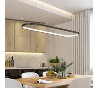 Moderna lámpara colgante de mesa de comedor LED regulable negro lámpara colgante ovalada altura regulable lámpara con mando a distancia 54 W comedor lámpara colgante creatividad cocina salón