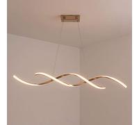 Moderna lámpara colgante LED regulable comedor sala de estar con control remoto, oro rosa iluminación colgante creativo espiral rectángulo plafón para dormitorio, cocina barra, altura ajustable, L90cm