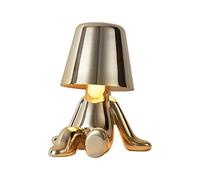 Moderna lámpara de mesa recargable LED inalámbrica, lámpara de mesa portátil de metal con tacto regulable, luz nocturna de 3 niveles de brillo, lámpara para restaurante/dormitorio/bares (dorado - D)