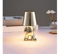 Moderna lámpara de mesa recargable LED inalámbrica, lámpara de mesa portátil de metal con tacto regulable, luz nocturna de 3 niveles de brillo, lámpara para restaurante/dormitorio/bares (oro - A)