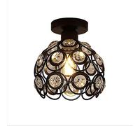 Moderna Lámpara de Techo Cristal LED Φ20cm Luz de Techo Colgante Retro Industrial Plafón Iluminación y Decoración para Dormitorio Sala de Estar Comedor Baño Loft (Negro)
