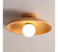 Moderna lámpara de techo de madera semiF, redonda, globo blanco para pasillo, entrada, pasillo y loft, decoración de iluminación interior