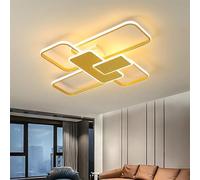Moderna lámpara de techo LED 166w Dimmable Living Room Chandelier Lighting Gold Chic Light Fixture with Remote Control Metal Flush Mount Ceiling Lamp for Bedroom Kitchens Office (6 cabezas, Cuadrado)