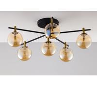 Moderna Lámpara de Techo Metal Cristal en Negro Ámbar Oro G9 Deckenleuchte