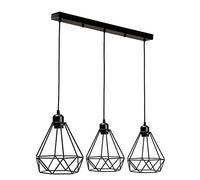 Moderna lámpara de techo rectangular de 3 vías, lámpara de techo estilo jaula de Reino Unido (jaula de diamantes negros)