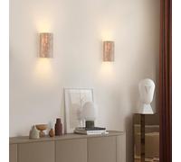 Moderna lámpara LED de pared de roca de cueva, lámpara de arriba y abajo para sala de estar, dormitorio, pasillo, escaleras y caminos, iluminación decorativa amarilla natural (paquete de 2)