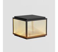 Moderna luz negra para exteriores - Farol de columna cuadrada impermeable de aluminio para patio, jardín, terraza, buzón y postes de valla.