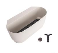 Moderna maceta colgante para barandilla de balcón hecha de plástico resistente, proporcionando una solución decorativa de jardín que ahorra espacio (blanco)