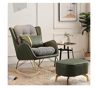 Moderna mecedora para guardería con sillón reclinable tapizado otomano, respaldo alto, silla decorativa con almohada lumbar para relajación, elegante diseño verde