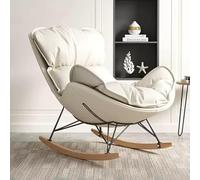 Moderna mecedora tapizada beige con diseño ergonómico para dormitorio, oficina, salón, cómoda silla reclinable