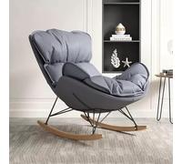 Moderna mecedora tapizada gris oscuro para dormitorio, oficina y salón, diseño ergonómico cómodo con sillón reclinable y silla perezosa