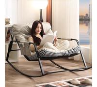 Moderna mecedora tapizada para patio al aire libre, comodidad interior, diseño totalmente acolchado de gran tamaño