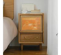 Moderna mesa auxiliar de madera con cajón grande y estante de almacenamiento, diseño versátil para dormitorio y sala de estar, elegante mesita de noche y organizador