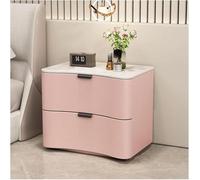 Moderna mesa auxiliar de piel de microfibra con parte superior de mármol sintético, 2 cajones, fácil de instalar, mesita de noche de madera para una impresionante mesita de noche