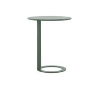Moderna mesa auxiliar en forma de C verde brillante para sala de estar y dormitorio, mesa auxiliar redonda con marco de metal, mesa auxiliar compacta para espacios pequeños, elegante mesita de noche,