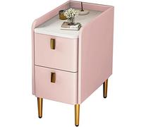 Moderna mesa auxiliar minimalista estrecha de lujo, color rosa, mesa de centro compacta para dormitorio, 25 x 45 x 50 cm, elegante mini mueble para espacios pequeños