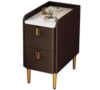 Moderna mesa auxiliar minimalista estrecha para dormitorio, mesa de centro pequeña de lujo, color marrón, 25 x 45 x 50 cm, diseño compacto para espacios pequeños