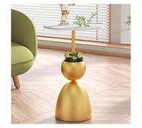 Moderna Mesa auxiliar moderna redonda, juego de mesita de noche con escritorio auxiliar pequeño for decoración de sala de estar, dormitorio, mesa de roca con base de metal, mesa auxiliar de 13,7 x 21,