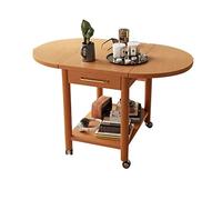 Moderna Mesa auxiliar móvil de madera maciza de 2 niveles, mesa auxiliar con ruedas rodantes, mesa de comedor plegable, mesa central con estante de almacenamiento y cajón for sala de estar, comedor, d