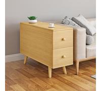 Moderna mesa auxiliar multiusos con 2 cajones y almacenamiento oculto, mesita de noche resistente con gestión de cables, elegante mesa auxiliar para dormitorio, sala de estar, oficina (amarillo, 100 x