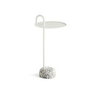 Moderna Mesa auxiliar pequeña de metal, mesas de bistró redondas for interior y exterior, mesa de centro portátil, mesita de noche, resistente al óxido y a la intemperie Muebles de salon(Blanco)