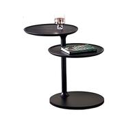 Moderna Mesa auxiliar redonda de madera con tablero giratorio, mesa auxiliar de café de 2 niveles, mesita de noche for sala de estar, dormitorio, espacios pequeños, mesita de noche moderna for decorac
