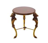 Moderna Mesa auxiliar redonda pequeña, mesa auxiliar circular de madera maciza con patas de latón, mesa for teléfono, mesita de noche, mesa de centro de 15.7 pulgadas de alto x 19.6 pulgadas de profun