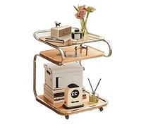 Moderna Mesa auxiliar rodante de 2 niveles con estantes de almacenamiento y ruedas, mesa auxiliar móvil for sofá, mesa auxiliar, mesita de noche, carrito rodante for sala de estar, dormitorio, baño, c
