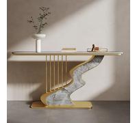 Moderna mesa consola de entrada con panel de roca dorada, mesa de sofá estrecha para pasillo, vestíbulo, entrada, diseño elegante y funcional