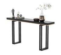 Moderna mesa consola de madera para pasillo con patas cuadradas de metal, elegante para sala de estar, vestíbulo, entrada, diseño de 120 cm de largo