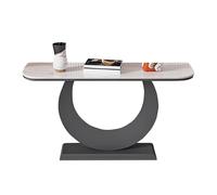 Moderna mesa consola estrecha de 47.2 pulgadas, mesa de entrada con losa de roca, elegante mesa de sofá para vestíbulo, sala de estar y dormitorio, acabado negro