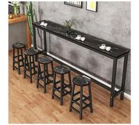 Moderna mesa de bar de madera con consola rectangular, diseño de sofá, mesa de comedor para desayuno largo, cocina, bar, mesa estrecha para el hogar, bar, 160 x 30 x 100 cm, patrón de piedra negra