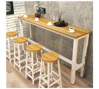 Moderna mesa de bar de madera para el hogar, mesa de comedor con diseño largo y estrecho, mesa rectangular para consola de cocina, bar, 100 x 30 x 100 cm, nogal claro + marco blanco