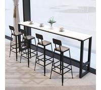 Moderna mesa de bar de pizarra con parte superior de mármol sintético y base de hierro negro, diseño versátil de caballete para sofá, consola, bar, comedor, cocina o café