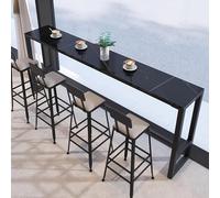 Moderna mesa de bar de pizarra con parte superior de mármol sintético y base de hierro negro, diseño versátil de caballete para sofá, consola, bar, comedor, cocina o café