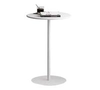 Moderna mesa de bar redonda con marco de metal, fácil montaje, altura ajustable de 15.7 pulgadas, elegante mesa de comedor para bar en casa o sala de reuniones, color blanco (60 x 72 cm)