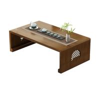 Moderna mesa de café plegable de bambú Tatami, mesa decorativa portátil zen para balcón, sala de estar y comedor, elegante mesa pequeña con parte superior de cristal