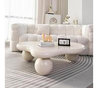Moderna mesa de centro Cloud con diseño de madera con 3 patas de bola, fácil montaje para sala de estar o dormitorio, perfecta para espacios pequeños