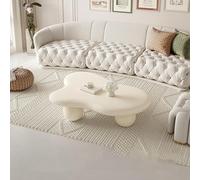 Moderna mesa de centro de madera con fuerte capacidad de carga, resistente y fácil de montar para sala de estar, recepción y oficina (beige)