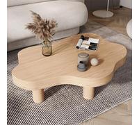 Moderna mesa de centro de madera en forma de nube con esquina redonda irregular y extremo grueso, diseño de 3 patas para muebles de sala de estar