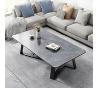 Moderna mesa de centro de madera gris nórdica para el hogar, sala de estar, diseño de patas cruzadas glamurosas, mesa de cóctel rectangular para departamento pequeño, 39 pulgadas de largo x 20