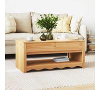 Moderna mesa de centro de roble de 99 x 55 x 45 cm, madera maciza marrón, con cajones, para sala de estar y salón, diseño rectangular, mueble elegante para decoración del hogar