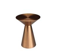 Moderna mesa de centro pequeña de acero inoxidable cepillado de titanio en acabado oro rosa, muebles de lujo personalizados para sala de estar, sofá de departamento pequeño mesa esquinera