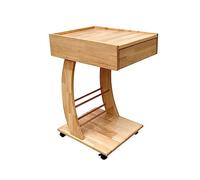 Moderna Mesa de centro pequeña, mesa auxiliar for sofá, mesa auxiliar móvil con cajón de almacenamiento, mesa en forma de C con ruedas for sala de estar, dormitorio, espacios pequeños, color madera rú