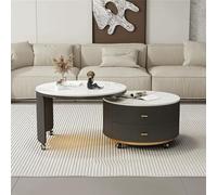 Moderna mesa de centro redonda con almacenamiento y compartimento oculto, diseño giratorio para sala de estar, elegante mesa decorativa negra, tamaño mediano (tipo A)