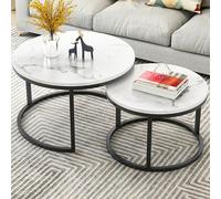 Moderna mesa de centro redonda con patrón de mármol y patas antideslizantes ajustables, estante de almacenamiento con acabado de madera para el hogar, comedor, cocina, sala de estar y apartamento