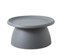 Moderna mesa de centro redonda con pedestal de plástico, diseño de hongos nórdicos, pequeña mesa auxiliar para balcón, color gris, color liso, 28 pulgadas de largo x 28 pulgadas de ancho x 14 pulgadas
