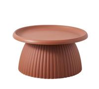 Moderna mesa de centro redonda con pedestal, pequeña mesa auxiliar de plástico para balcón, diseño nórdico simple